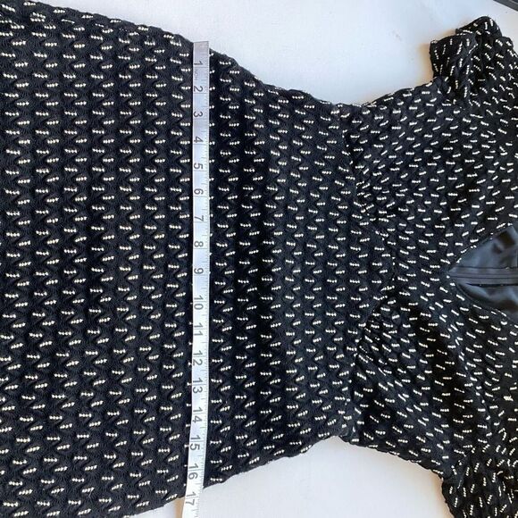 Anna Sui Designer Dress Black & Cream Knit Fit & Flare Midi Vintage Style - Picture 12 of 13